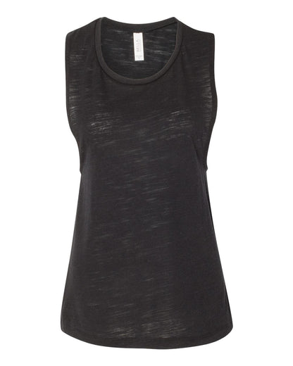 BELLA + CANVAS Women's Flowy Scoop Muscle Tank 8803 #color_Solid Black Slub