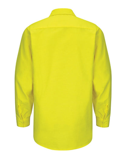 Red Kap Men's Enhanced & Hi-Visibility Long Sleeve Work Shirt SY14 #color_Fluorescent Yellow