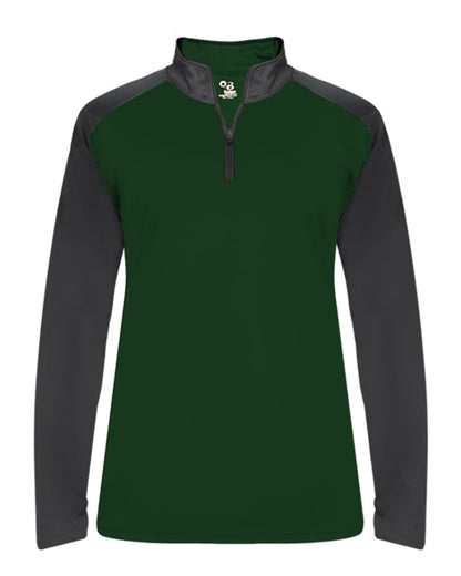 Badger Ultimate SoftLock™ Women's Sport Quarter-Zip Pullover 4008 #color_Forest/ Graphite