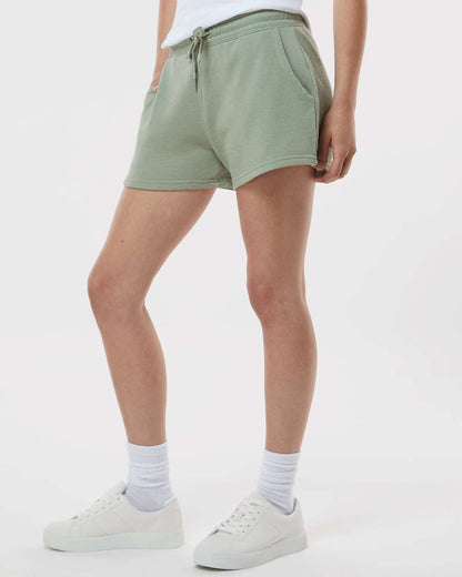 Independent Trading Co. Women’s Lightweight California Wave Wash Fleece Shorts PRM20SRT #colormdl_Sage