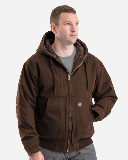Berne Apparel Men's Highland Flex180® Washed Duck Hooded Work Jacket HJ317 #colormdl_Bark