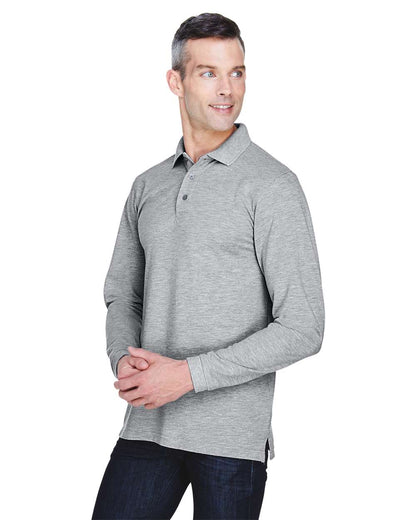 Harriton Men's Easy Blend™ Long Sleeve Polo M265L #colormdl_Grey Heather