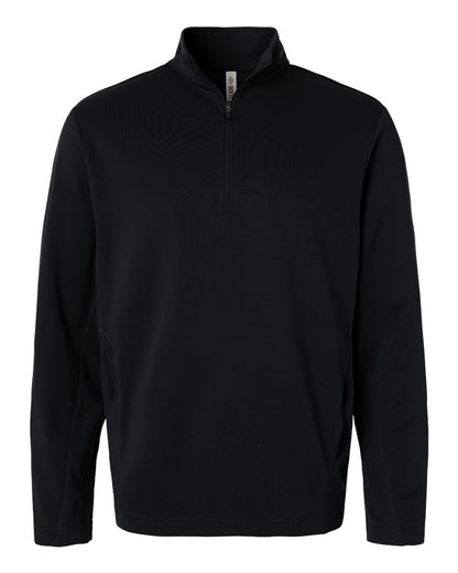 Team 365 Unisex Squad Cadet Quarter-Zip Tech Fleece Pullover TT401 #color_Black
