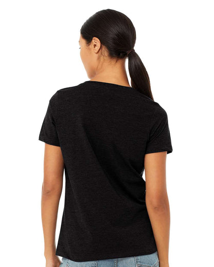 BELLA + CANVAS Women's Relaxed Heather CVC V-Neck Tee 6405CVC #colormdl_Solid Black Blend