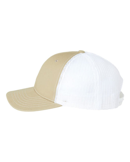 Classic Caps USA-Made Trucker Cap USA100 #color_Khaki/ White