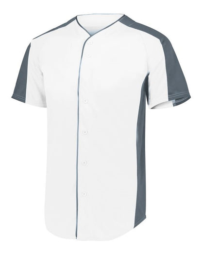 Augusta Sportswear Youth Full Button Baseball Jersey 1656 #color_White/ Graphite