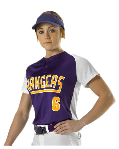 Alleson Athletic Women's Two Button Fastpitch Jersey 522PDW Alleson Athletic Women&#39;s Two Button Fastpitch Jersey 522PDW