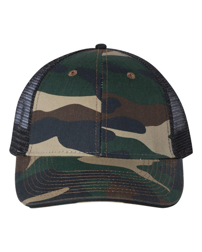Valucap Sandwich Trucker Cap S102 #color_Green Camo/ Black
