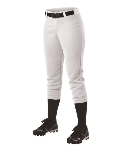 Alleson Athletic Girls' Belt Loop Fast-Pitch Pants 605PBWY #color_White