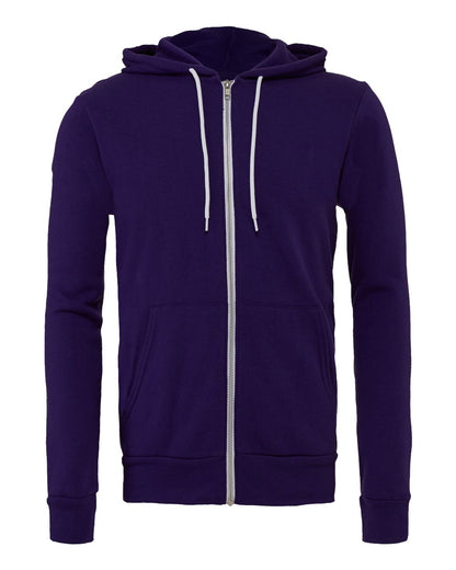 BELLA + CANVAS Sponge Fleece Full-Zip Hoodie 3739 #color_Team Purple