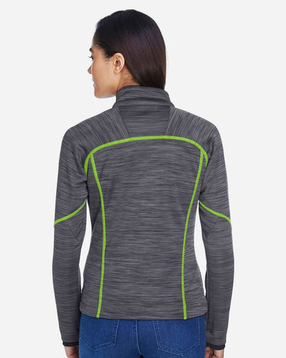 North End Women's Flux Mélange Bonded Fleece Jacket 78697 #colormdl_Carbon/ Acid Green
