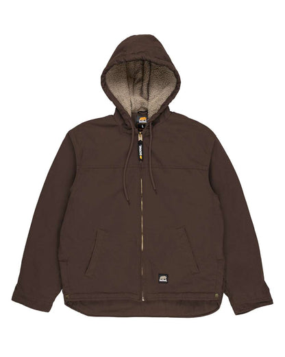 Berne Apparel Men's Heartland Washed Duck Hooded Work Coat HJ626 #color_Bark