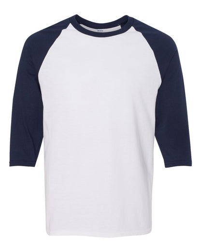 Gildan Heavy Cotton™ Raglan Three-Quarter Sleeve T-Shirt 5700 #color_White/ Navy