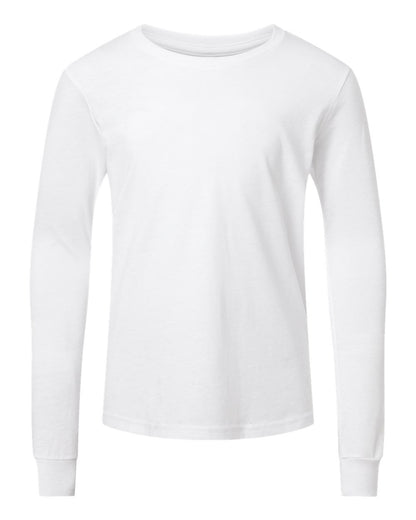 BELLA + CANVAS Youth Heather CVC Long Sleeve Tee 3501YCVC #color_Solid White Blend