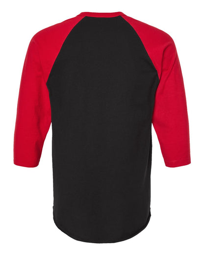 Tultex Fine Jersey Raglan T-Shirt 245 #color_Black/ Red