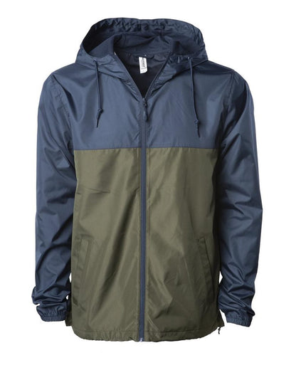 Independent Trading Co. Lightweight Windbreaker Full-Zip Jacket EXP54LWZ #color_Classic Navy/ Army