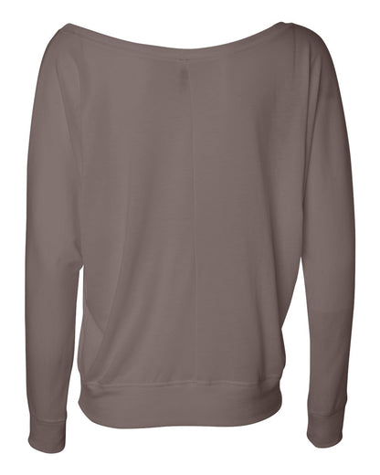 BELLA + CANVAS Women’s Flowy Off Shoulder Long Sleeve Tee 8850 #color_Pebble Brown