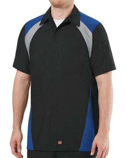 Red Kap Men's Tri-Color Short Sleeve Shop Shirt SY28 Red Kap Men's Tri-Color Short Sleeve Shop Shirt SY28