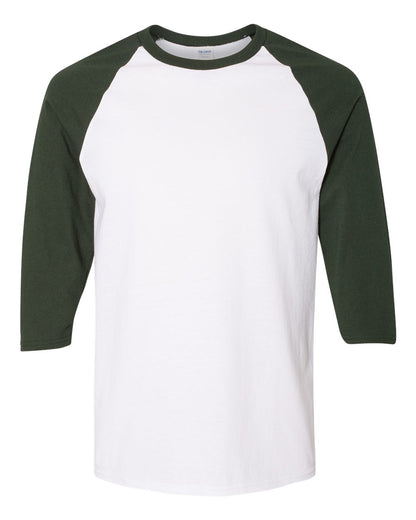 Gildan Heavy Cotton™ Raglan Three-Quarter Sleeve T-Shirt 5700 #color_White/ Forest Green