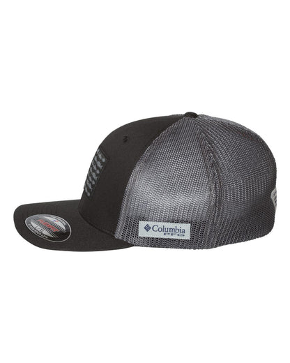 Columbia PFG Fish Flag Mesh™ Flexfit® Cap 183681 #color_Black/ Fish Flag