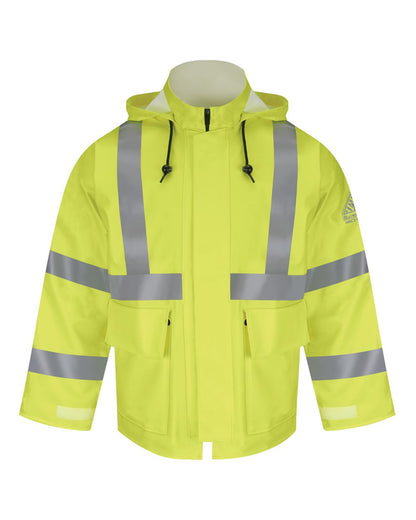 Bulwark Hi-Visibility Flame-Resistant Rain Jacket JXN4 #color_Yellow/ Green