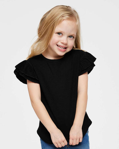 Rabbit Skins Toddler Flutter Sleeve Tee 3339 #colormdl_Black