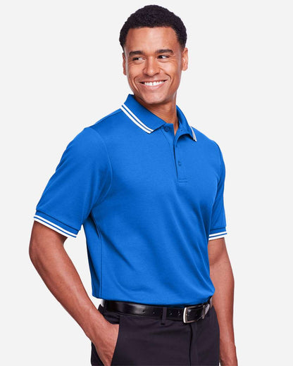 Devon & Jones Men's CrownLux Performance® Plaited Tipped Polo DG20C #colormdl_French Blue/ White
