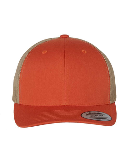 YP Classics Retro Trucker Cap 6606 #color_Rustic Orange/ Khaki