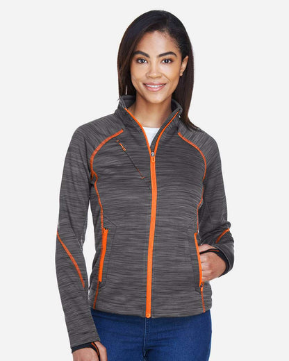 North End Women's Flux Mélange Bonded Fleece Jacket 78697 #colormdl_Carbon/ Orange Soda