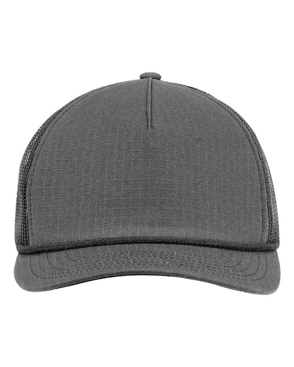 Big Accessories Lariat Ripstop Trucker Cap BA680 #color_Charcoal/ Black Rope