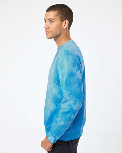 Independent Trading Co. Midweight Tie-Dyed Crewneck Sweatshirt PRM3500TD #colormdl_Tie Dye Aqua Blue