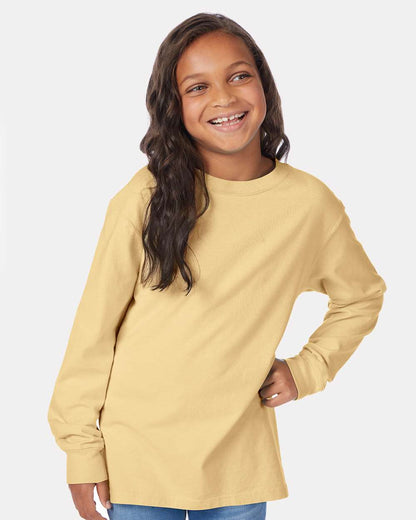 ComfortWash by Hanes Garment-Dyed Youth Long Sleeve T-Shirt GDH275 #colormdl_Summer Squash Yellow