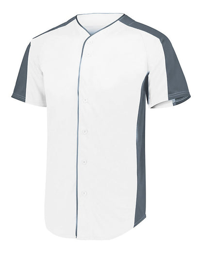 Augusta Sportswear Full Button Baseball Jersey 1655 #color_White/ Graphite