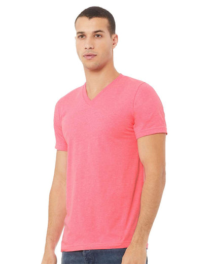 BELLA + CANVAS Heather CVC V-Neck Tee 3005CVC #colormdl_Neon Pink