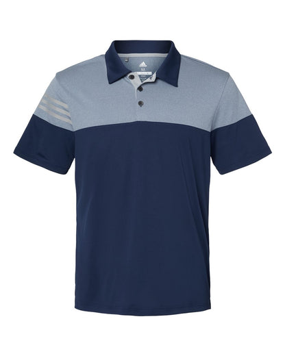 Adidas Heathered 3-Stripes Colorblocked Polo A213 #color_Collegiate Navy/ Mid Grey