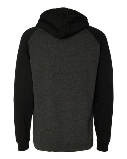 Independent Trading Co. Unisex Raglan Hooded Sweatshirt IND40RP #color_Charcoal Heather/ Black