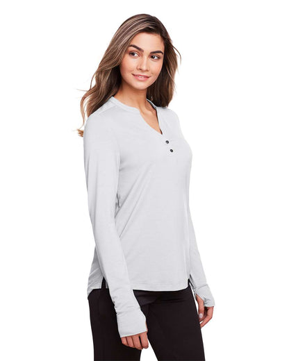 North End Women's JAQ Stretch Performance V-Neck Snap Pullover NE400W #colormdl_Platinum
