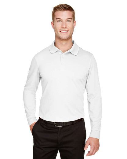 Devon & Jones Men's CrownLux Performance® Plaited Long Sleeve Polo DG20L #colormdl_White