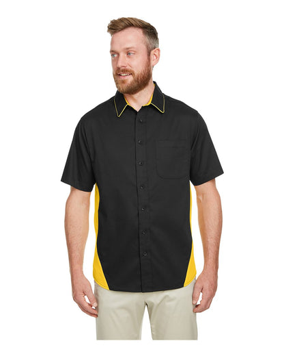 Harriton Men's Tall Flash IL Colorblock Shirt M586T #colormdl_Black/ Sunray Yellow