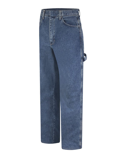 Bulwark Flame Resistant Pre-Washed Denim Dungaree - Extended Sizes PEJ8EXT #color_Stone Wash- 37UI