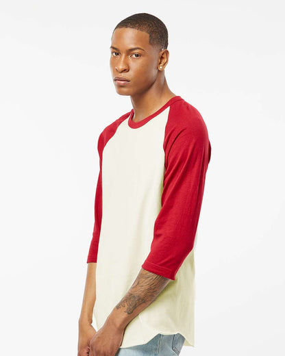 Tultex Fine Jersey Raglan T-Shirt 245 #colormdl_Vintage White/ Rio Red