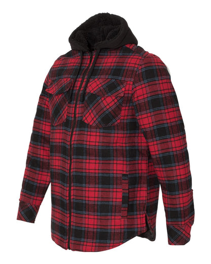 Burnside Quilted Flannel Hooded Jacket 8620 #color_Red