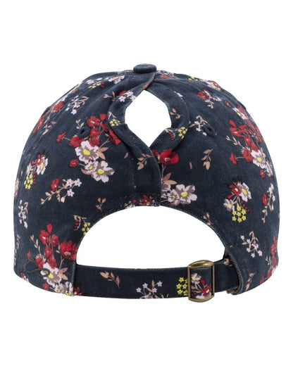 Infinity Her Women's Garment-Washed Fashion Print Cap HATTIE #color_Dark Navy/ Floral