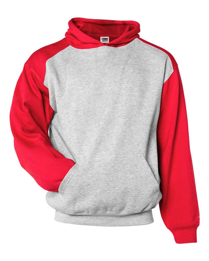 Badger Youth Sport Athletic Fleece Hooded Sweatshirt 2449 #color_Oxford/ Red