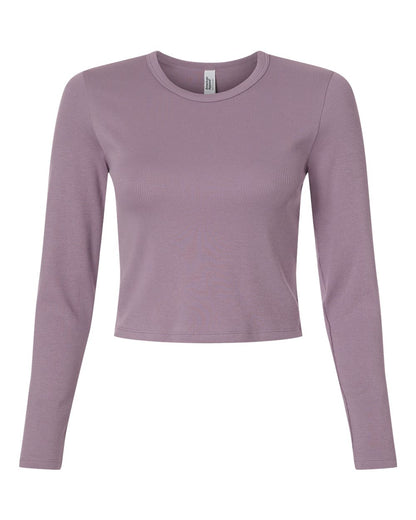 American Apparel Women's Baby Rib Long Sleeve Cropped Tee BR2107 #color_Smokey Violet