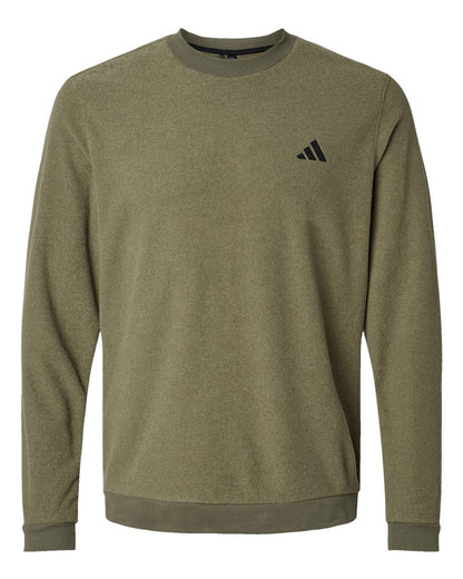Adidas Men's Terry Loop Crewneck Sweatshirt A586 #color_Olive Strata