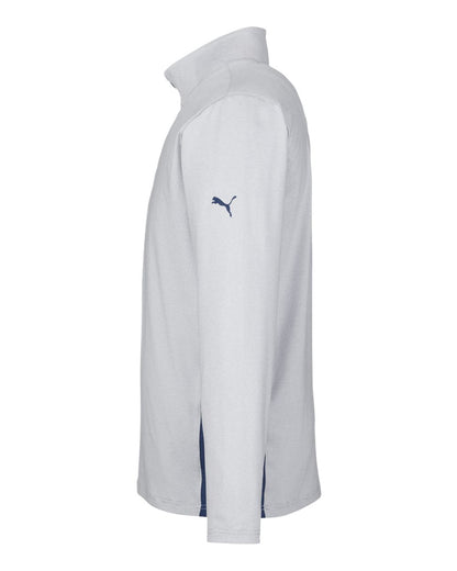 Puma Golf Men's Mesa Stripe Quarter-Zip Pullover PG410 #color_Navy Blazer/ Bright White