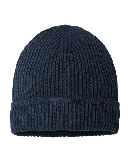 Atlantis Headwear Sustainable Finish Edge Cuffed Beanie MAPLE #color_Navy