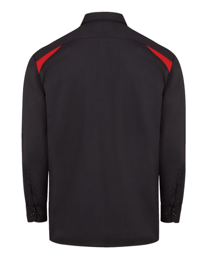 Dickies Men's Tall Long Sleeve Performance Team Shirt 6605T #color_Black/ English Red