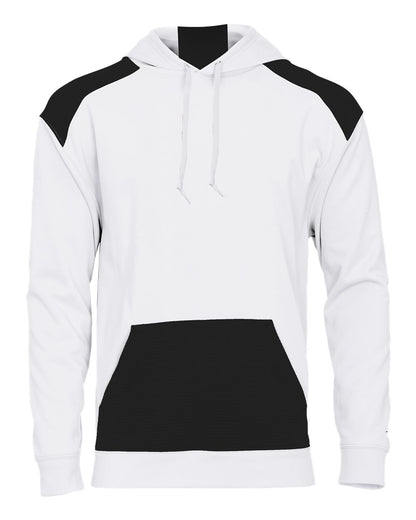 Badger Breakout Performance Fleece Hooded Sweatshirt 1440 #color_White/ Black